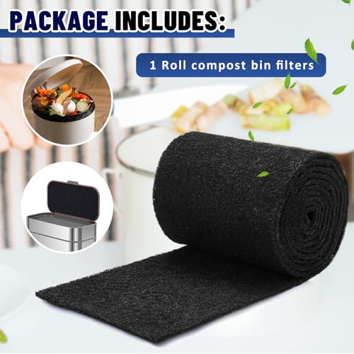 Activated Charcoal Compost Bin Filters - Odor Absorbing Sheet, 5.5 x 78.7 Inch