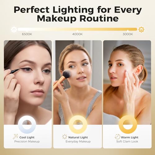 Wall Mounted Makeup Mirror with Light, 8 Inch 1X/30X Magnifying Mirror, Rechargeable 4000mAh, Double Sided, Extendable Arm, 360¡Æ Swivel Bathroom Mirror