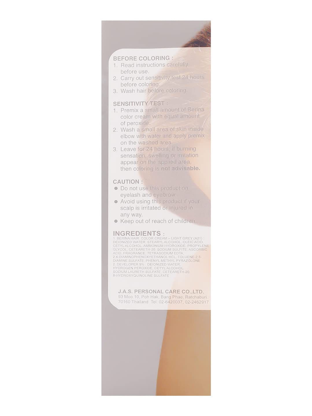 Berina A21 Light Grey Silver Permanent Hair Dye - Unisex Punk Color Cream | Long-Lasting Formula