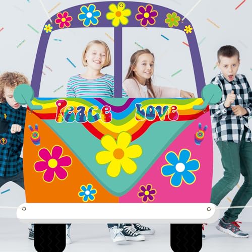 Hippie Bus Photo Prop Banner - 59 x 48.6 Inches for Parties