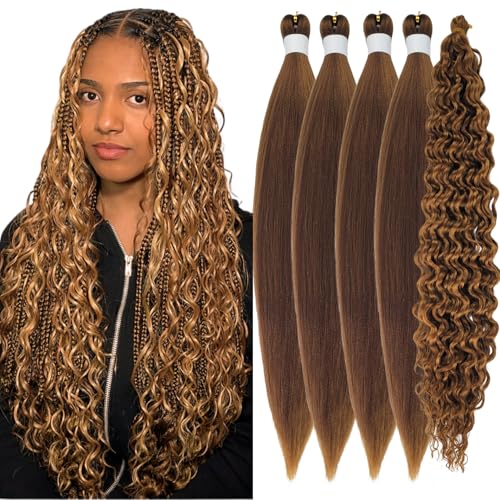 26 Inch Honey Brown Pre-Stretched Boho Braiding Hair