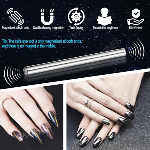 ZIRATONES Cat Eye Nail Magnet Pen - 5.9 Inch Double-Head Tool