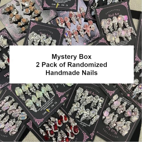 MellowBells Short Press-On Nails Mystery Box 20Pcs with Charms & Decor for Women - Random Size M 1.5-2.5cm