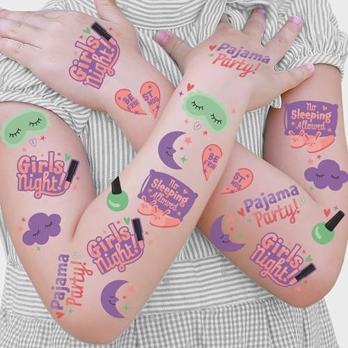Kids & Adults Pajama Slumber Party Temporary Tattoos - 12 Sheets, Fun Party Favors