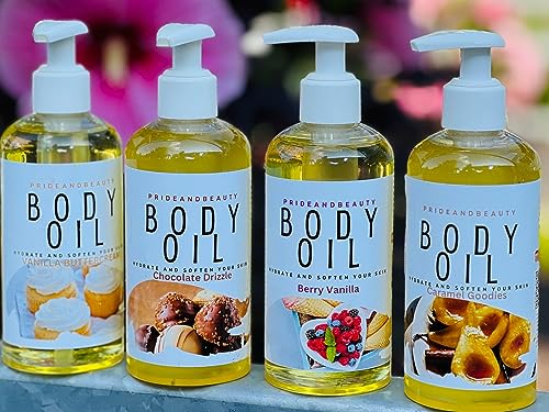 PrideandBeauty After Shower Body Oil – Hydrating Berry Vanilla Skin Oil