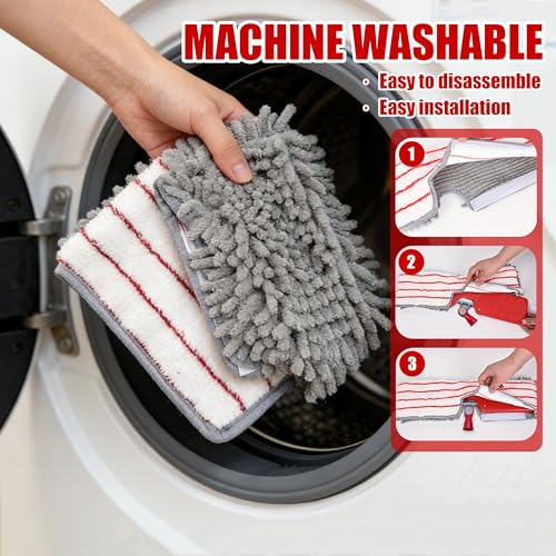 360° Rotating Microfiber Flat Mop with Washable Pads for All Floors