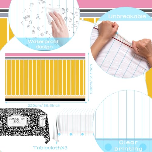 3-Pack Back to School Tablecloths - Large Disposable Rectangular Covers