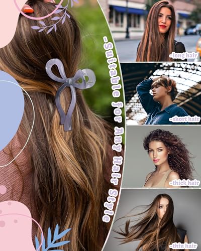 4 PCS Bow Hair Claw Clips Set - Purple, Rose Red, Orange, Light Brown