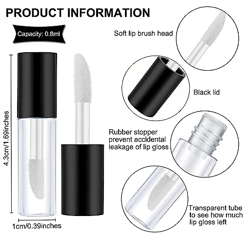 AKOAK 10Pcs 0.8ml Empty Lip Gloss Bottles Glass-Free Mini Portable Containers