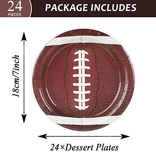 24 Pack Football Paper Plates - 7" Disposable Tableware for Parties