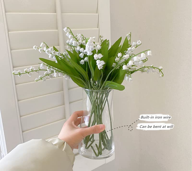 JOSON 12 Artificial White Lilies of the Valley Bouquet for Weddings
