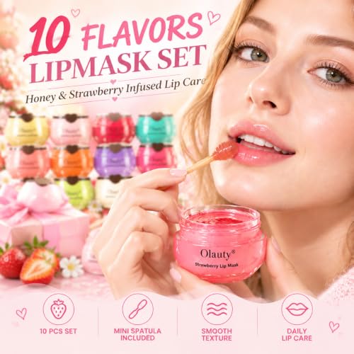 Bee Lip Balm Honey Pot with Varieties - Moisturizing Lip Mask for Dry Lips, Includes Strawberry Watermelon Peach Mint Cherry Coconut
