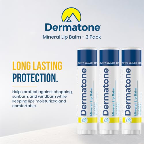 Dermatone Mineral Lip Balm SPF 30 | Moisturizing & Reef Safe | 3-Pack