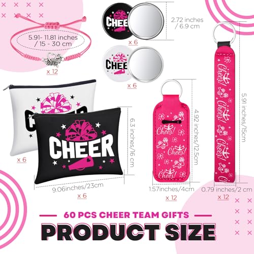 60-Piece Cheerleader Team Gift Set - Cosmetic Bags, Mirrors & Accessories