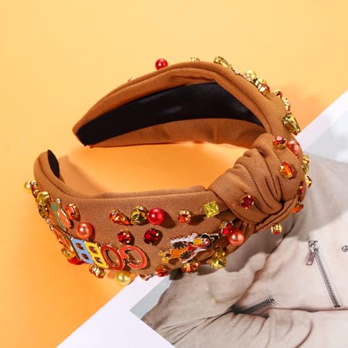 NVENF Beaded Turkey Headband for Women Gobble 1 Fall Thanksgiving Hair Accessory