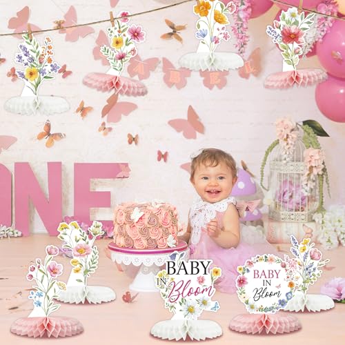 Floral Honeycomb Centerpieces Set - 12 Pcs for Baby Showers & Parties