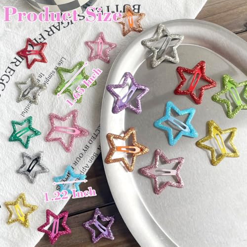 20-Piece Star Hair Clips Set - Non-Slip Metal Snap Barrettes for Women