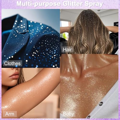 Yosca Silver Body Glitter Spray 150ML for Hair & Body - Diamond Shine, Perfect for Date Night