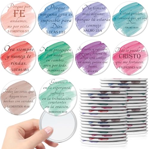 GlikCeil 40 Pcs Christian Compact Mirrors Bulk – 10 Styles, Inspirational Bible Verses for Women