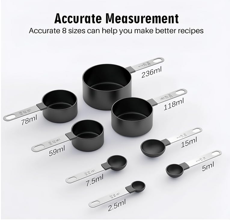 8-Piece Measuring Cups & Spoons Set with Stainless Steel Handles