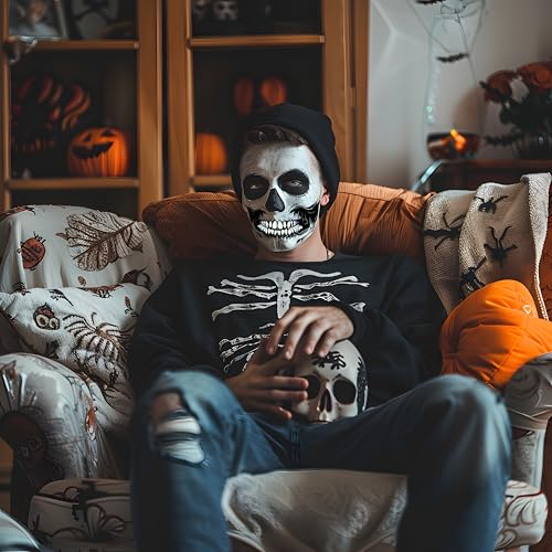 ENYACOS B Halloween Skeleton Mouth Tattoo Set (10pcs) – Waterproof Horror Face Stickers, For Adults
