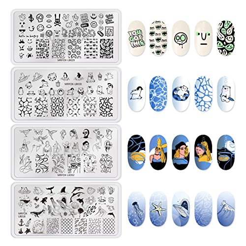 MR.FOX Nail Stamping Plate Set - Fashion Collection, 8-Piece Nail Art Kit