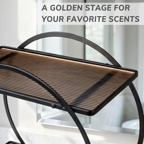 2-Tier Metal Bathroom Organizer, Countertop Makeup & Perfume Shelf, Black