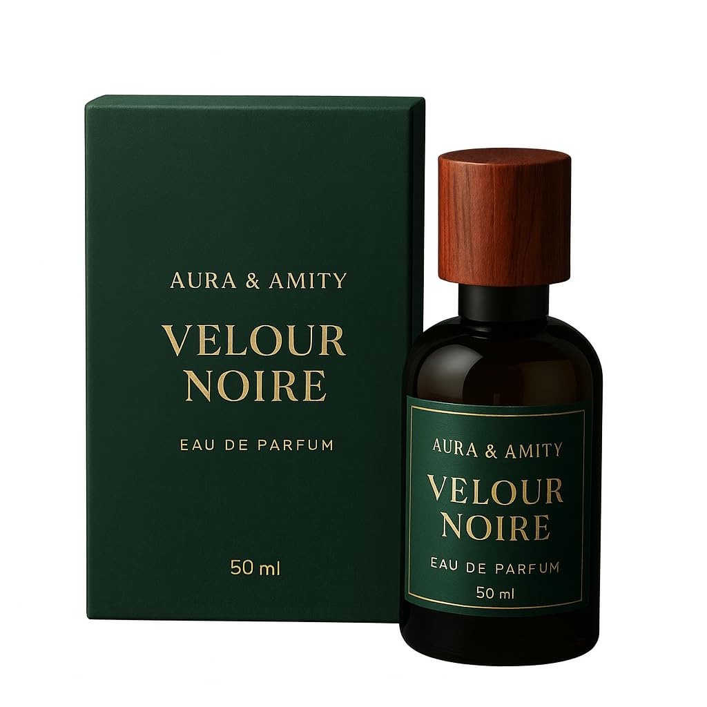 Aura & Amity Velour Noire Eau de Parfum for Women - Elegant Woody Floral Amber Scent | 50 ml Handcrafted Fragrance