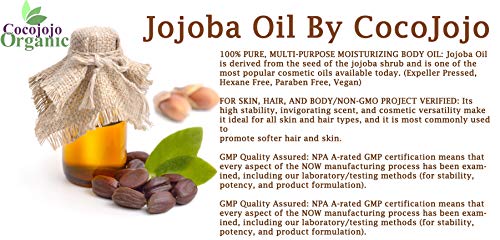 Organic Jojoba Oil 8 Fl Oz - Pure Cold Pressed Natural Skin & Hair Moisturizer