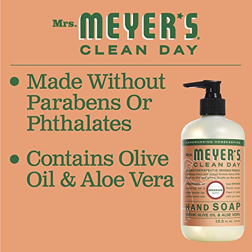 Mrs. Meyer’s Geranium Liquid Hand Soap 12.5 oz Pack of 2 - Uplifting Scent