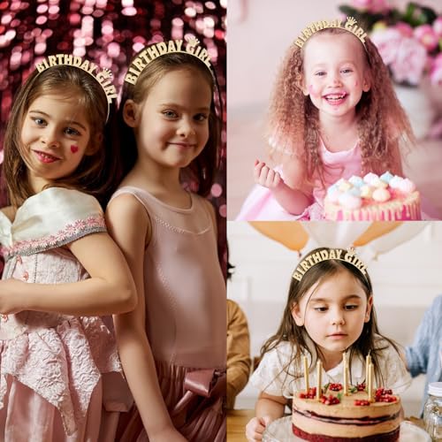CIEHER Gold Birthday Headband Tiara Crown for Girls