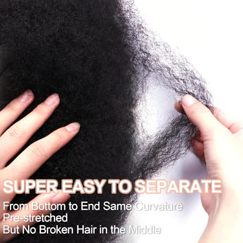 BestAphrohair 16 Inch Afro Kinky Bulk Human Hair - 2 Bundles, 4C Curly