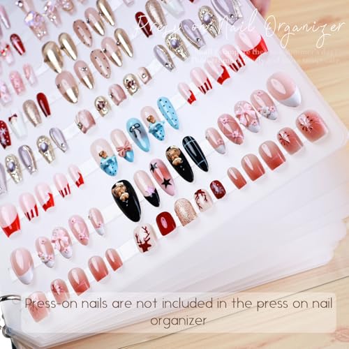 Large Press on Nail Organizer Insert Pages - 6 Sheets PVC Storage