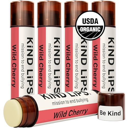 Kind Lips Wild Cherry Lip Balm - Organic, 5 Pack for Dry Lips