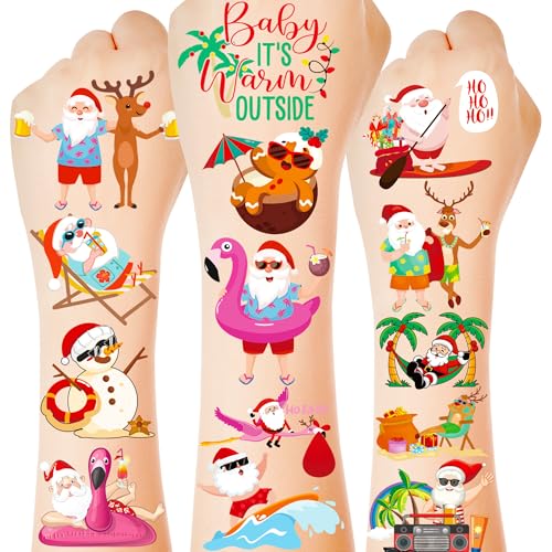 Huskein 150 Pcs Summer Christmas Temporary Tattoos for Luau Party