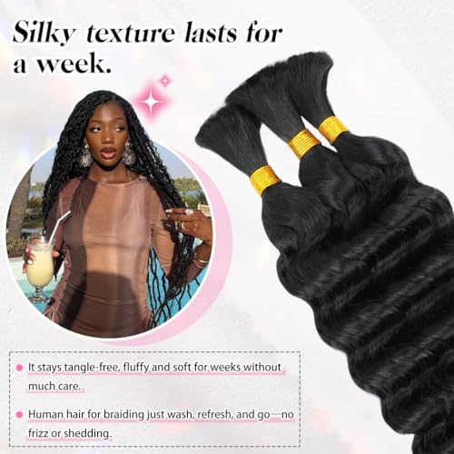 10 Inch Natural Black Deep Wave Human Braiding Hair - 1 Pack