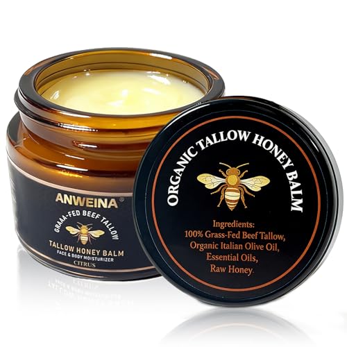 Organic Grass-Fed Tallow Honey Balm, Beef-Tallow for Skin (2 Oz)