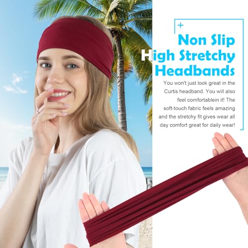 RITOPER Wide Non-Slip Headbands for Women - 10 Pack Soft Yoga Hair Bands