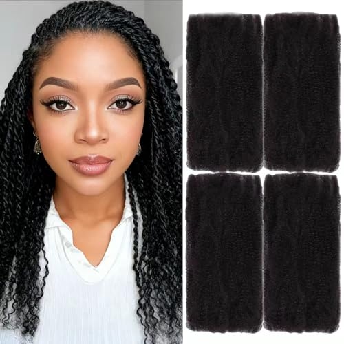 FYIMUYI Afro Kinky Bulk Hair for Micro Twists & Locs - 20 Inch, 4 Bundles