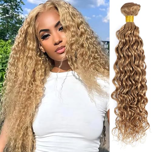 Fabimiya 14 Inch Water Wave Blonde Brazilian Virgin Human Hair Bundle