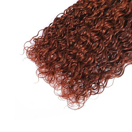 HuxoWax Copper Red Water Wave Human Hair Bundles #33 W / 14 Inch, Brazilian Virgin Remy Hair, Soft & Silky, 100g