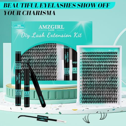 AMZGIRL 30D Fluffy Lash Clusters Kit - 320PCS D Curl 9-16mm