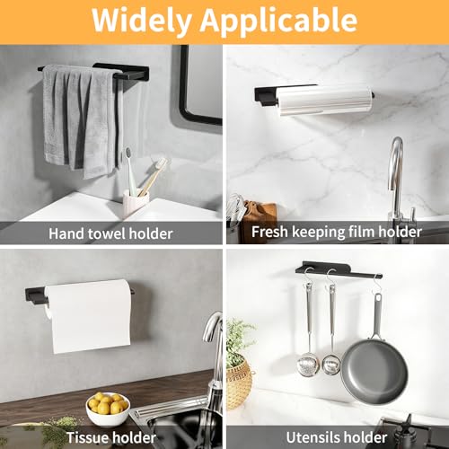 Adhesive Under Cabinet Paper Towel Holder - Matte Black Stainless Steel