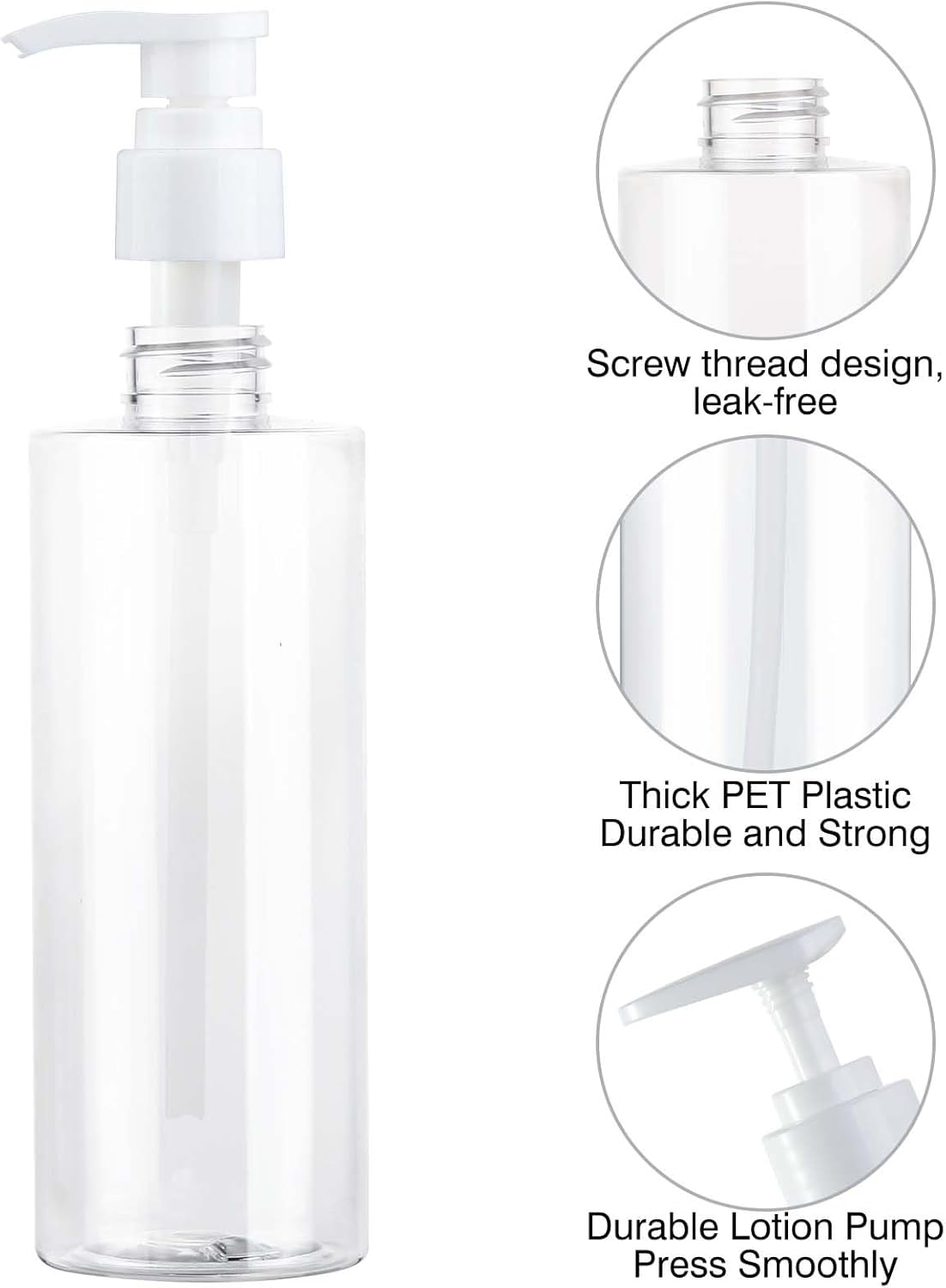 Plastic Pump Bottle Dispenser - BPA-Free Refillable Containers | 2 Pack for Shampoo, Lotion, Body Wash, Creams