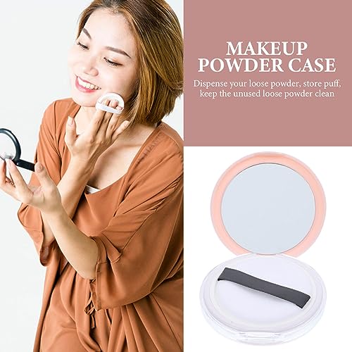 Pink Refillable Compact for Loose Face Powder with Puff - Travel Makeup Case, 2 Pack