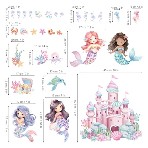 Mermaid Wall Decals - Under The Sea Ocean Castle Stickers