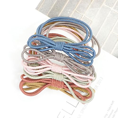 FRCOLOR Double-Layer Bowknot Elastic Hair Ties - 6-Pack Mixed Colors
