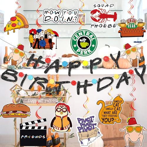 Friends Birthday Banner with Themed Cutouts - 6.5 Feet Decoration