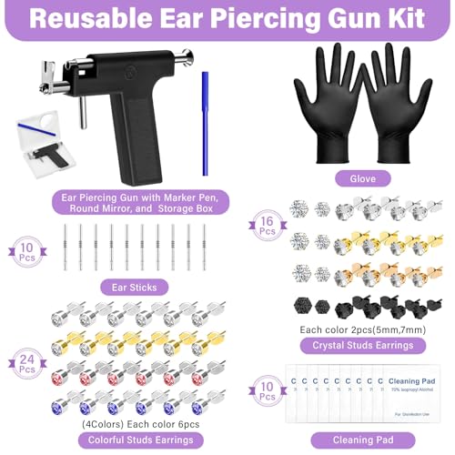 Evatage Black Professional Ear Piercing Gun Kit for Safe Home Use