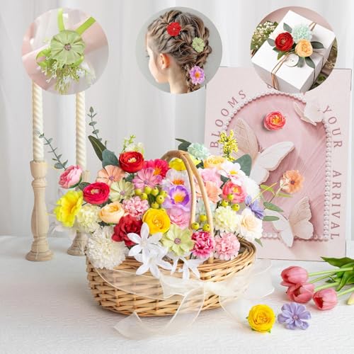 110 Pcs Mini Silk Flower Heads - Assorted Faux Flowers for DIY Crafts